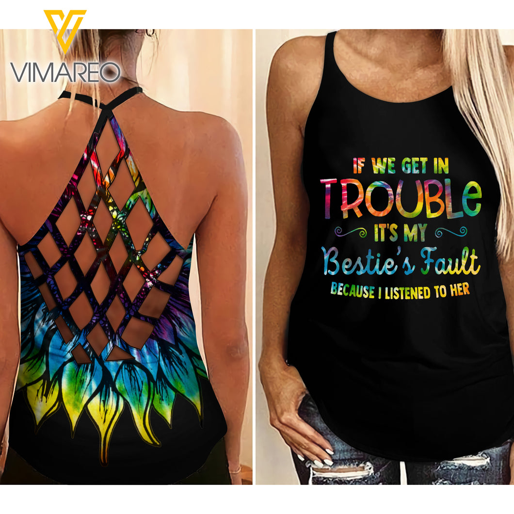 BESTIE GIRL Criss-Cross Open Back Camisole Tank Top LISTEN