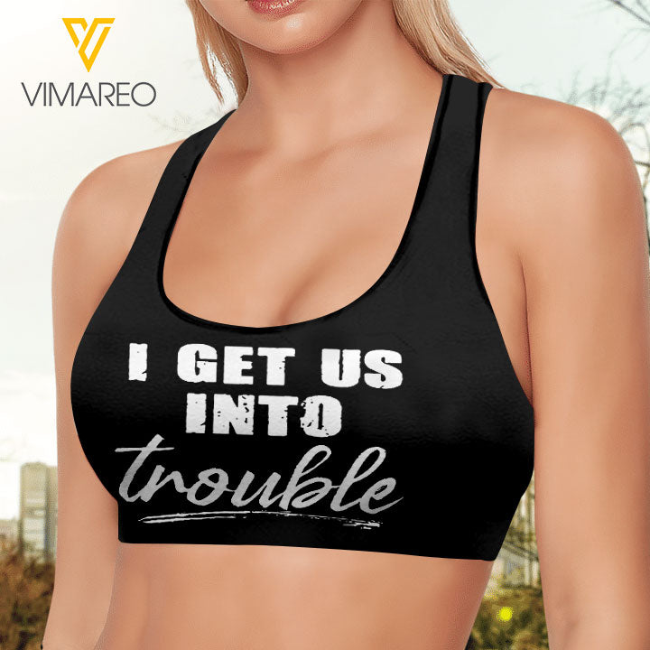 Trouble bestie Running team 3D printed Sport bra