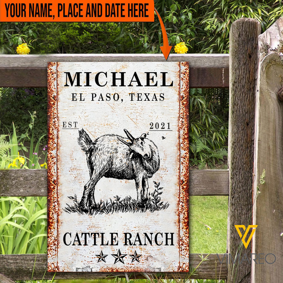 Personalized Goat Cattle Ranch Printed Metal Sign MAY-HQ11