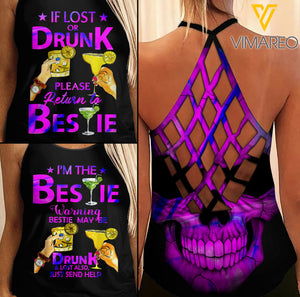 I'M THE BESTIE Criss-Cross Open Back Camisole Tank Top Couple