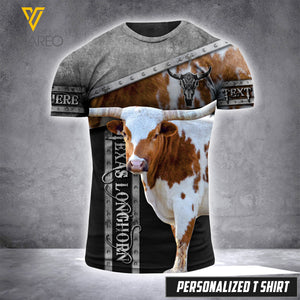 TEXAS LONGHORN CUSTOMIZE T SHIRT 3D PRINTED TMT 125