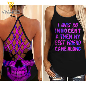 Innocent Friend Criss-Cross Open Back Camisole Tank Top MKXEE